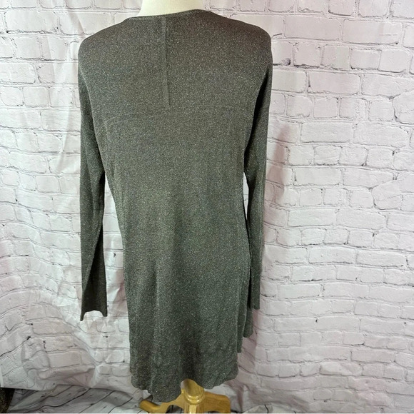 chico's open front cardigan sweater duster gray metallic minimalist boho western - Picture 3 of 8